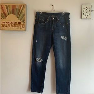 Levi’s 501 dark wash distressed jeans size W24 L28